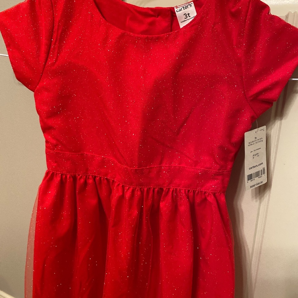 Girls Red Sparkly Christmas Dress